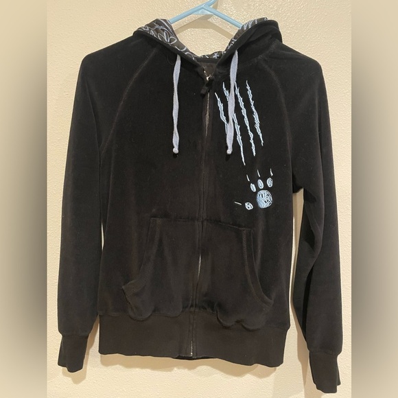 Disney Parks Black Velour hoodie with Stitch Design - Picture 1 of 3